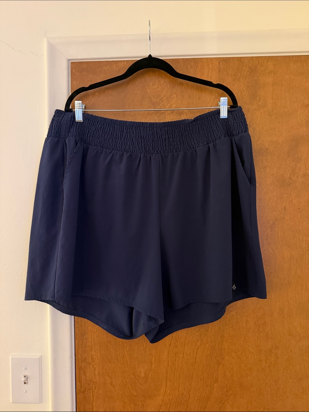torrid Navy Smocked-Waist Athletic Shorts with Pockets